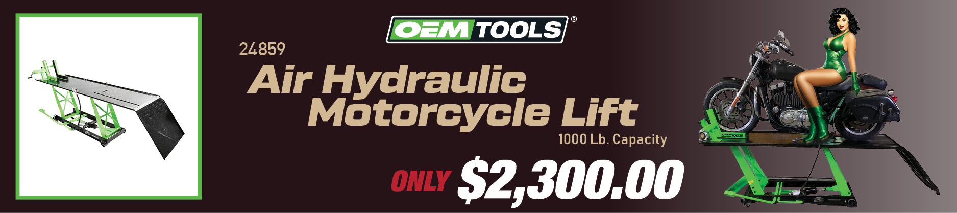 24859 Air Hydraulic Motorcycle Lift ONLY $2300!